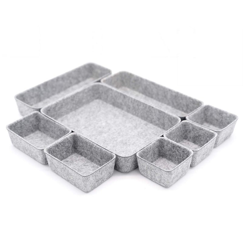 Welaxy Desk Drawer organizers tray Felt storage bins aesthetics room dÃ©cor for home office dorm closet decluttering minimalist lifestyle (Gray) - Image 2